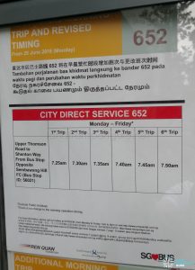 Additional Morning Trip & Revised Timing for City Direct 652 Poster