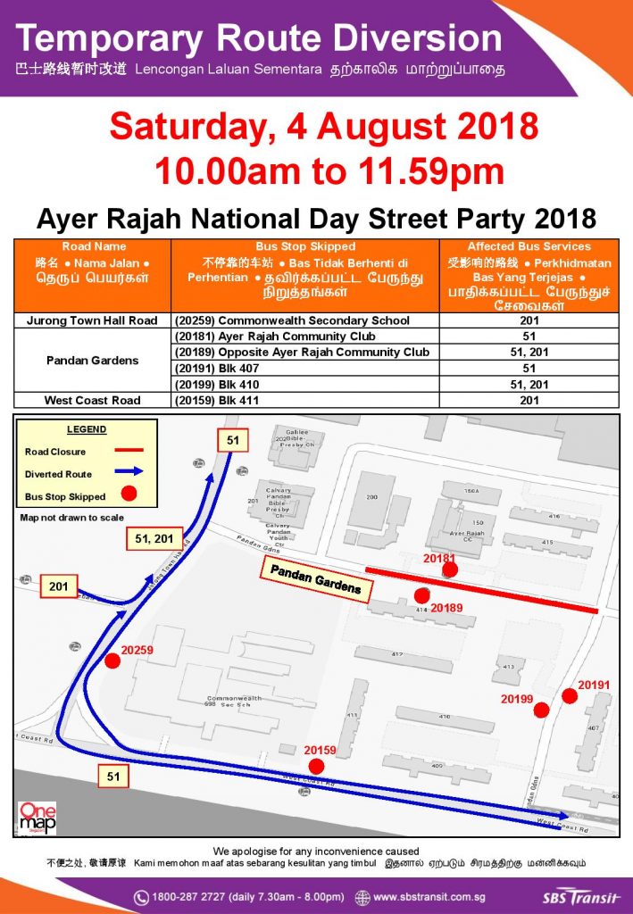 SBS Transit Poster for Ayer Rajah National Day Street Party 2018