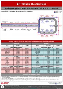 Bukit Panjang LRT Shuttle Service (July - October 2018) Poster [Updated with reduced frequency]