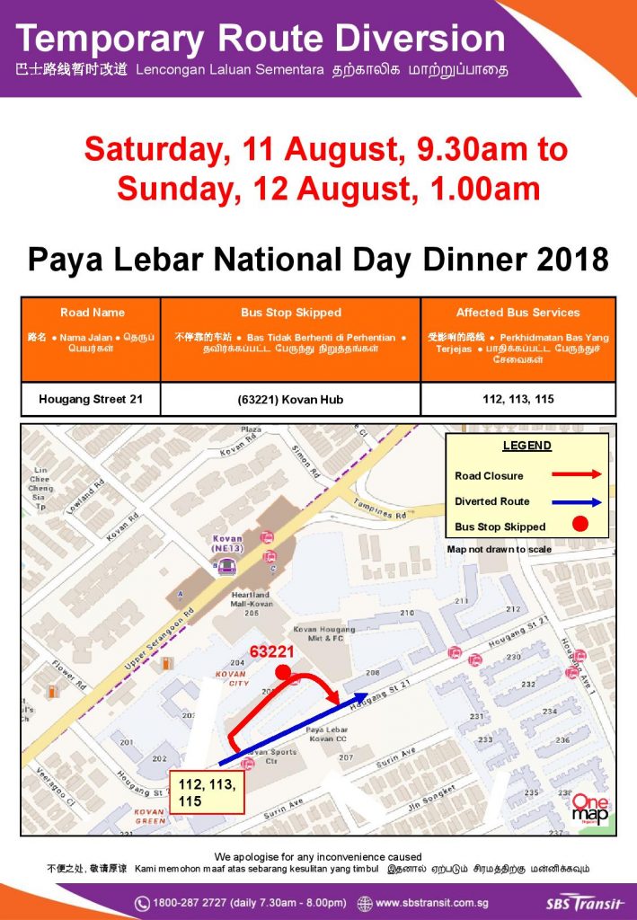 SBS Transit Poster for Paya Lebar National Day Dinner 2018