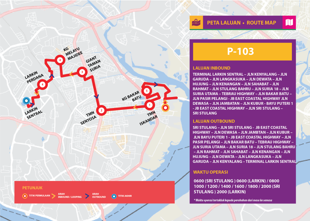 Bas Muafakat Johor P103 - Route Map