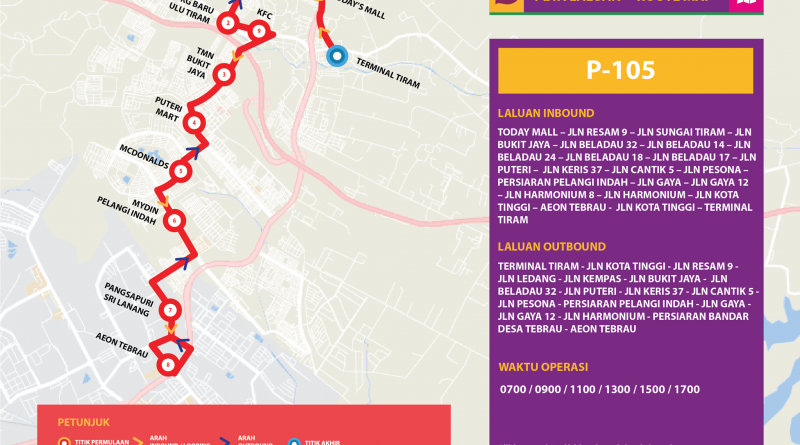 Bas Muafakat Johor P105 - Route Map
