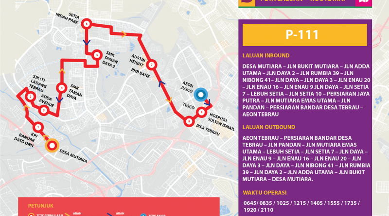 Bas Muafakat Johor P111- Route Map