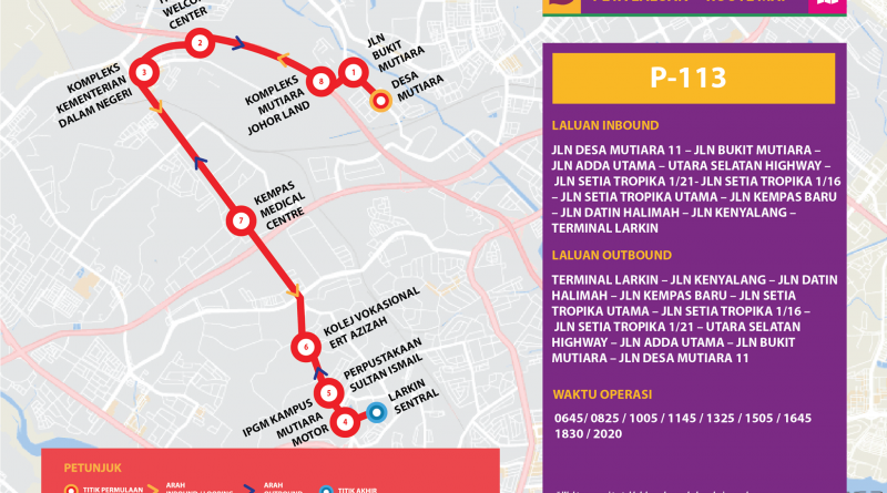 Bas Muafakat Johor P113 - Route Map