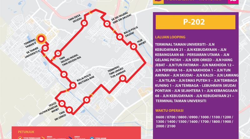 Bas Muafakat Johor P202 - Route Map