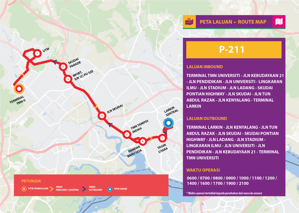 Bas Muafakat Johor P211 - Route Map
