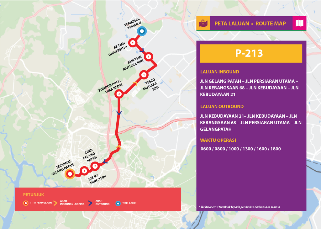 Bas Muafakat Johor P213 - Route Map