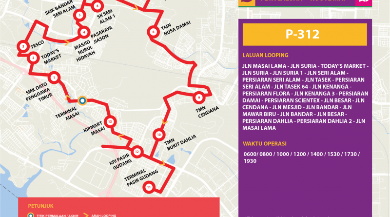 Bas Muafakat Johor P312 - Route Map