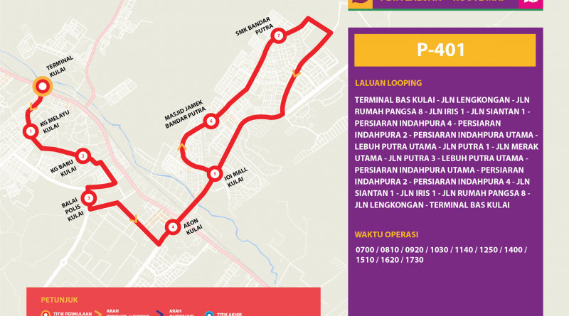 Bas Muafakat Johor P401- Route Map