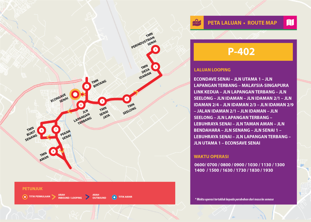 Bas Muafakat Johor P402- Route Map