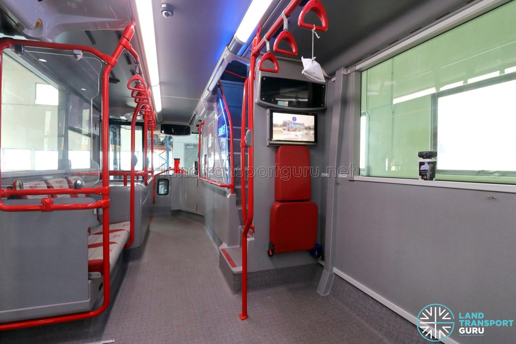 ADL E500 3-Door Concept Bus - Wheelchair bay with condensate pipe along the wall