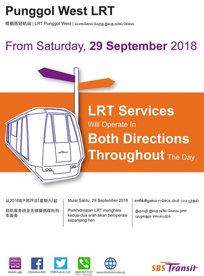 SBS Transit Poster for Bi-Directional Punggol West LRT Service
