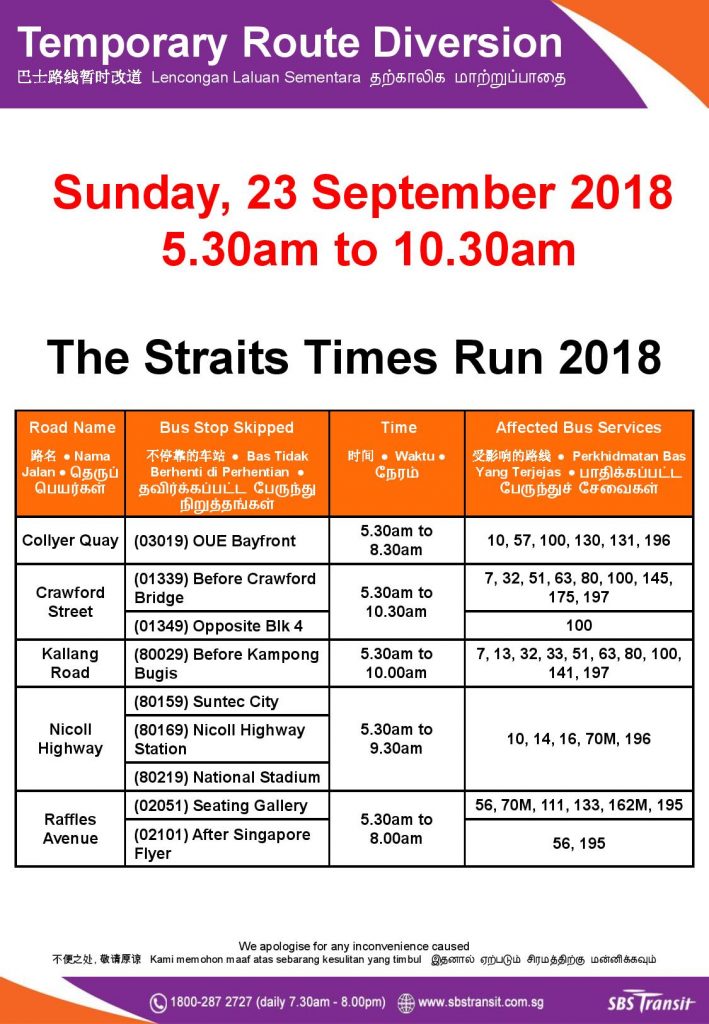 SBS Transit Poster for The Straits Times Run 2018