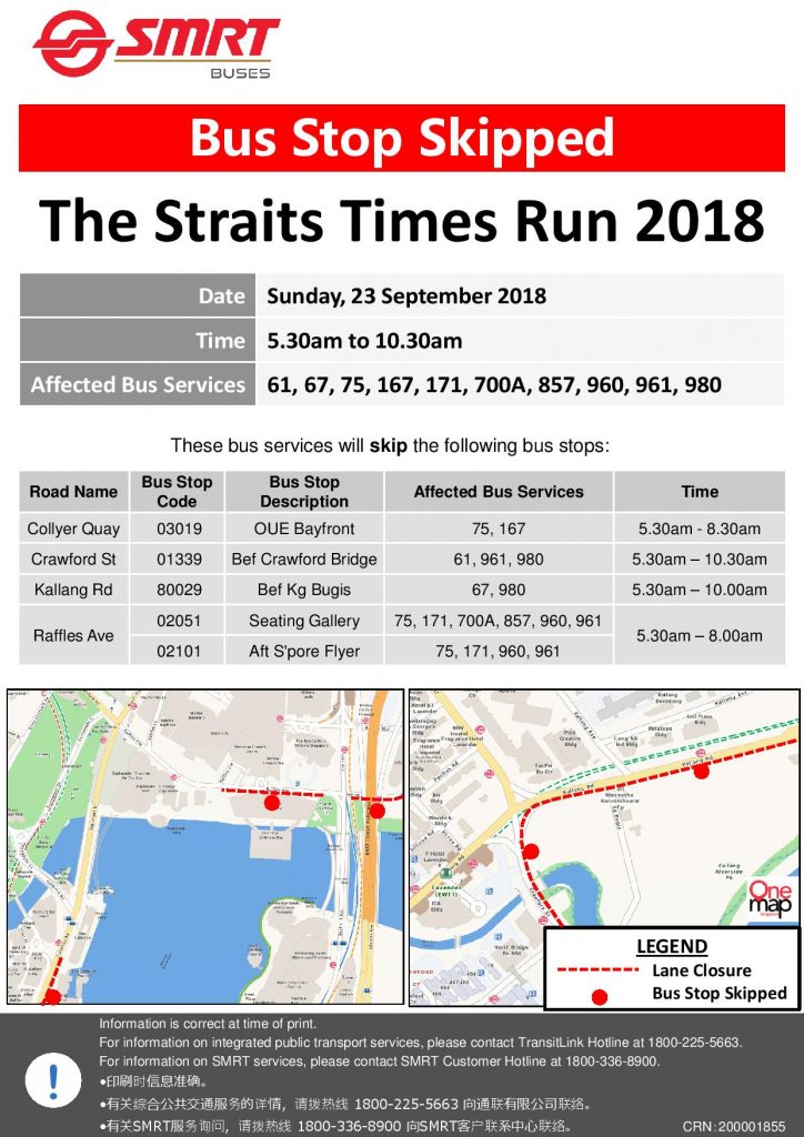 SMRT Buses Poster for The Straits Times Run 2018