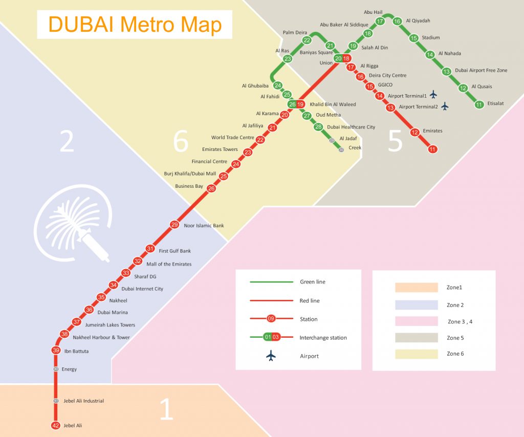 Dubai Metro Map 1024x854 