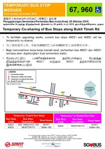 Temporary Co-sharing of Bus Stops along Bukit Timah Rd (SMRT Buses Services 67 & 960)