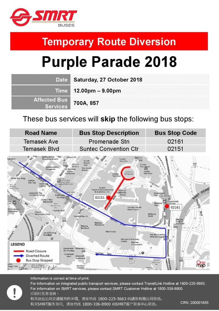 SMRT Buses Poster for Purple Parade 2018