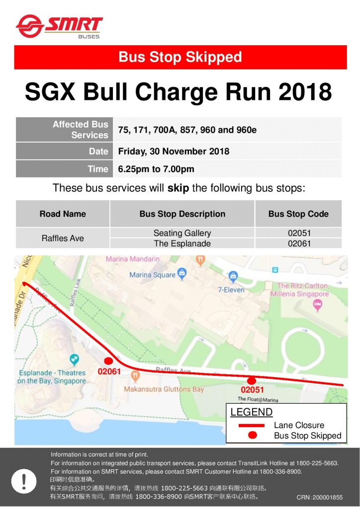 SMRT Buses Poster for SGX Bull Charge Run 2018