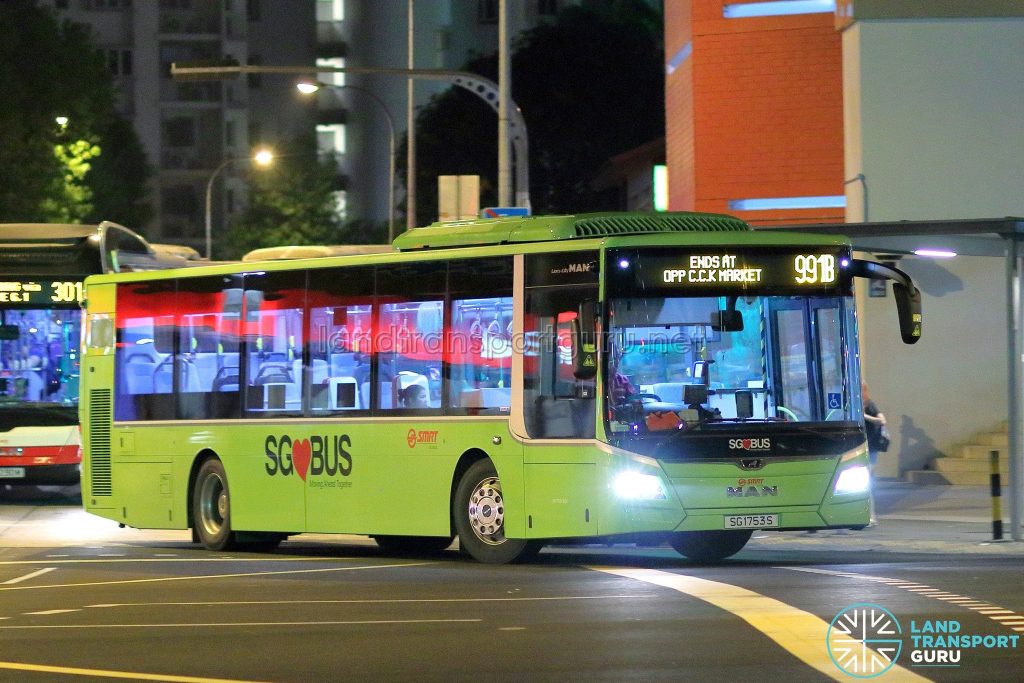 Service 991B - SMRT Buses MAN A22 Euro 6 (SG1753S)