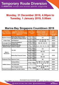 SBS Transit Bus Diversion Poster for Marina Bay Singapore Countdown 2019