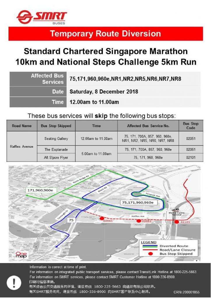 SMRT Buses Poster for Standard Chartered Singapore Marathon 10km & National Steps Challenge 5km Run (2018)