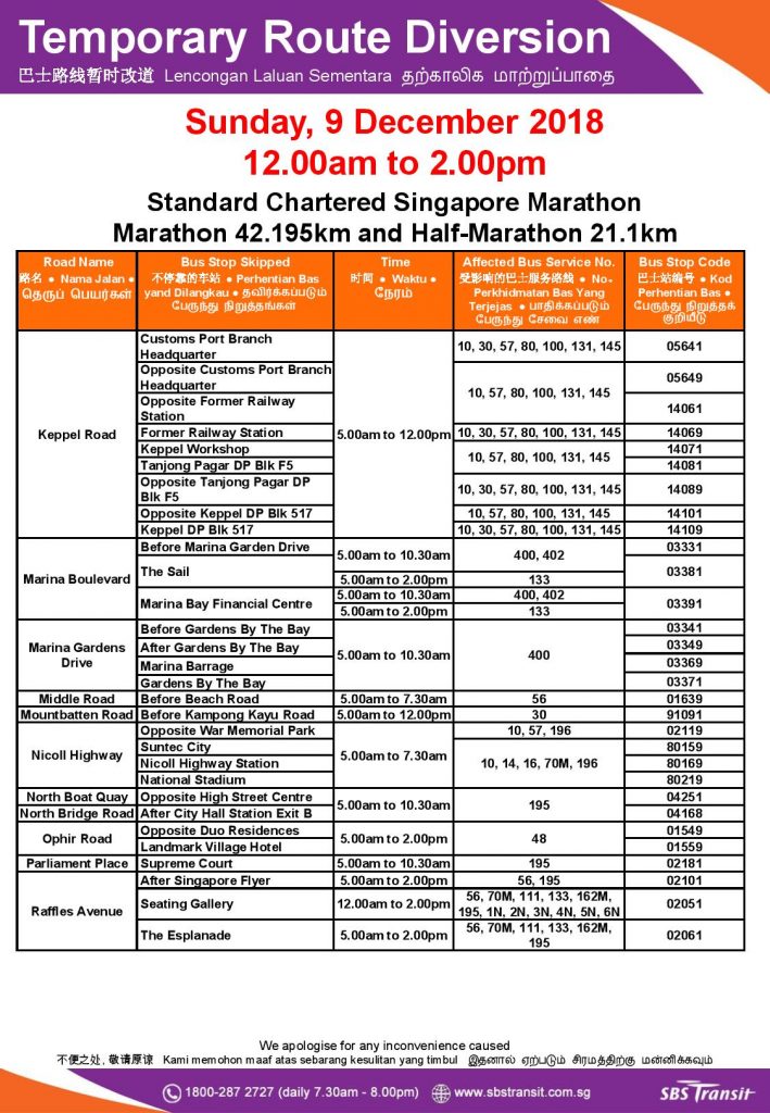 SBS Transit Poster for Standard Chartered Singapore Marathon - 42.195km Marathon & 21.1km Half Marathon (2018) [2/4]