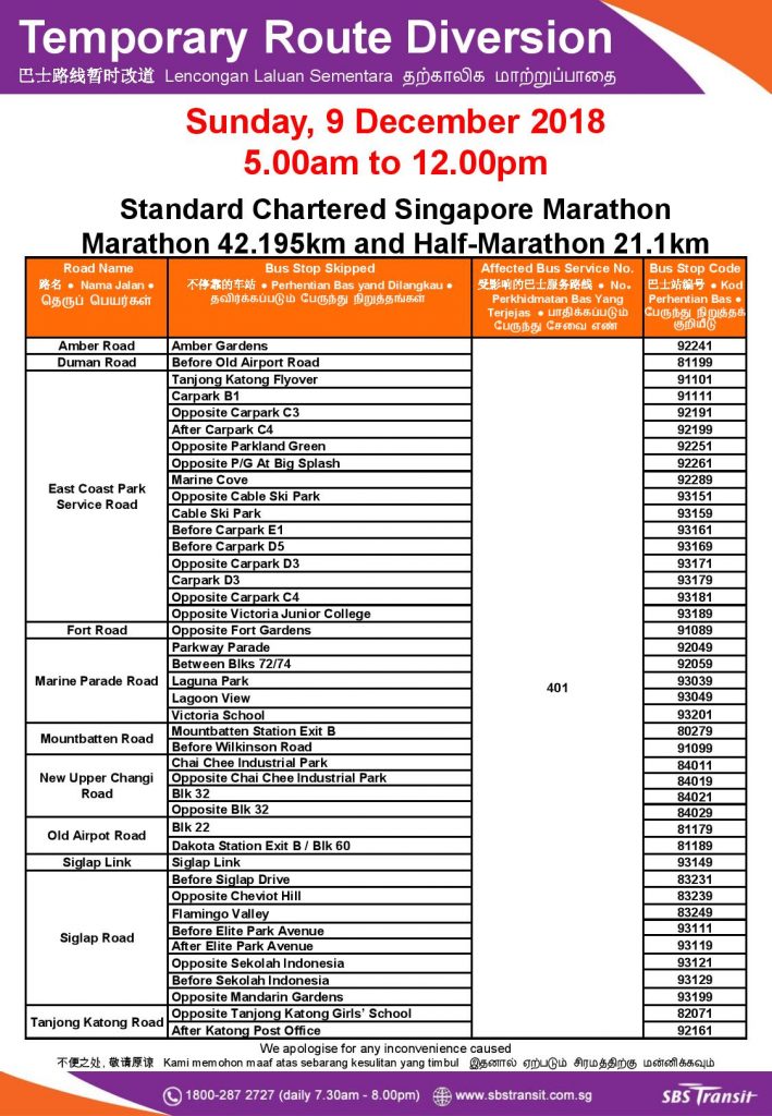 SBS Transit Poster for Standard Chartered Singapore Marathon - 42.195km Marathon & 21.1km Half Marathon (2018) [4/4]