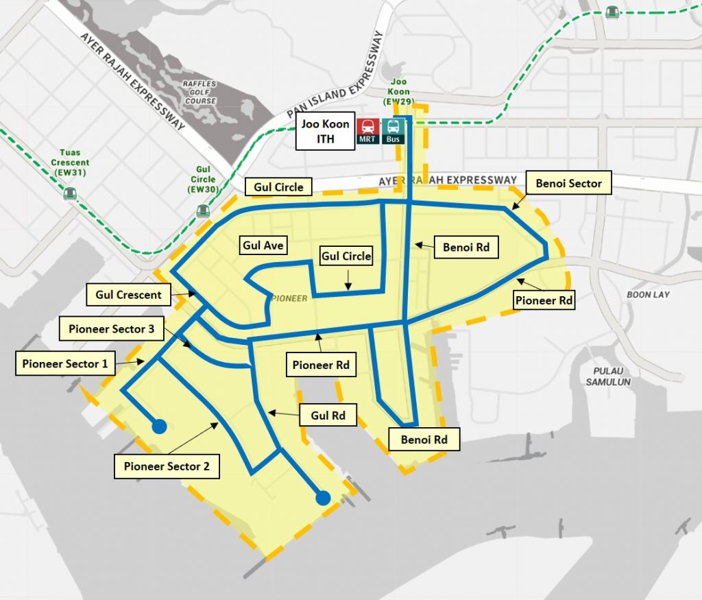 On Demand Public Bus - Service Area for Joo Koon - LTA Map