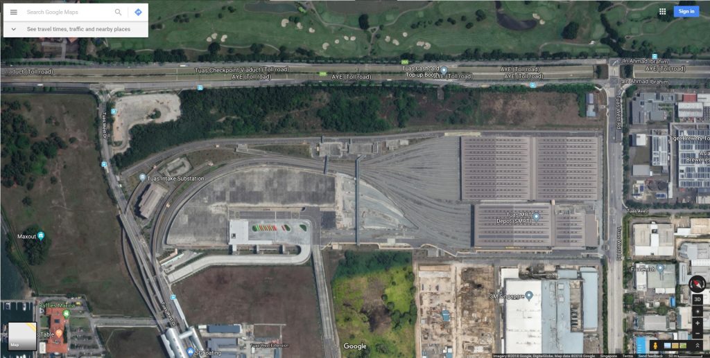 Satellite view of Tuas Depot (2018)