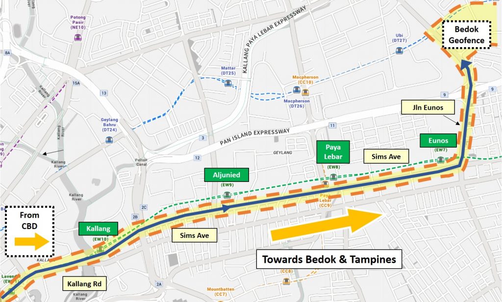 LTA On Demand Public Bus - Service Area for Night Bus (Geylang)