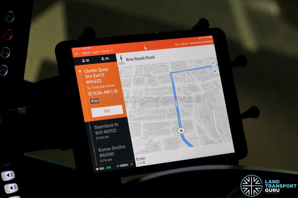 Tablet with BusNow Driver Application (Night Bus) - Navigation