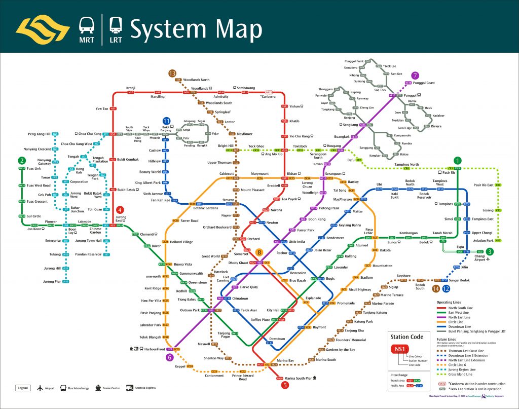 Singapore MRT Map - Feb 2019