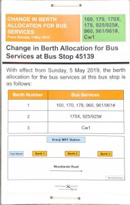Change in Berth Allocation for Bus Services at B/S 45139 - Kranji Stn, Woodlands Road