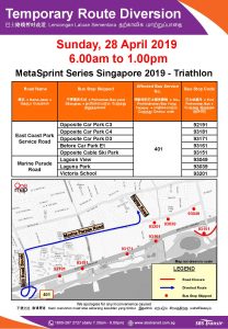SBS Transit Route Diversion poster for MetaSprint Series Singapore 2019 - Triathlon