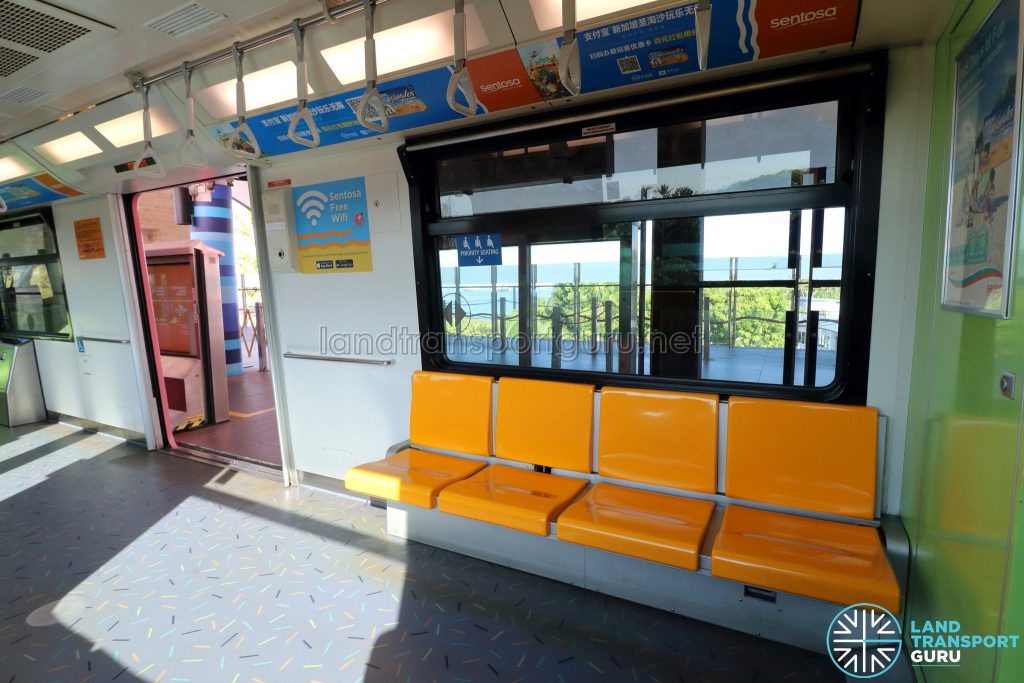 Sentosa Express Monorail - Interior with foldable seats