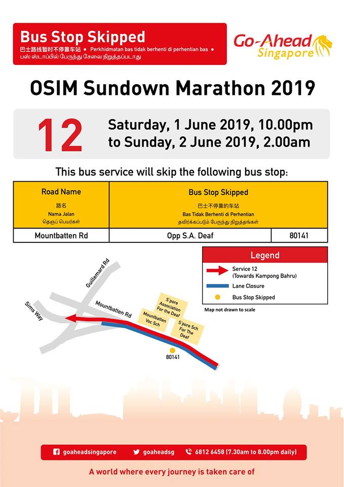 Go-Ahead Bus Stop Skipped poster for OSIM Sundown Marathon 2019