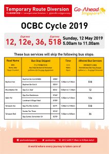 Go-Ahead Singapore Route Diversion poster for OCBC Cycle 2019