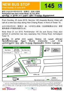 New Bus Stop for Service 145 along Hoe Chiang Road