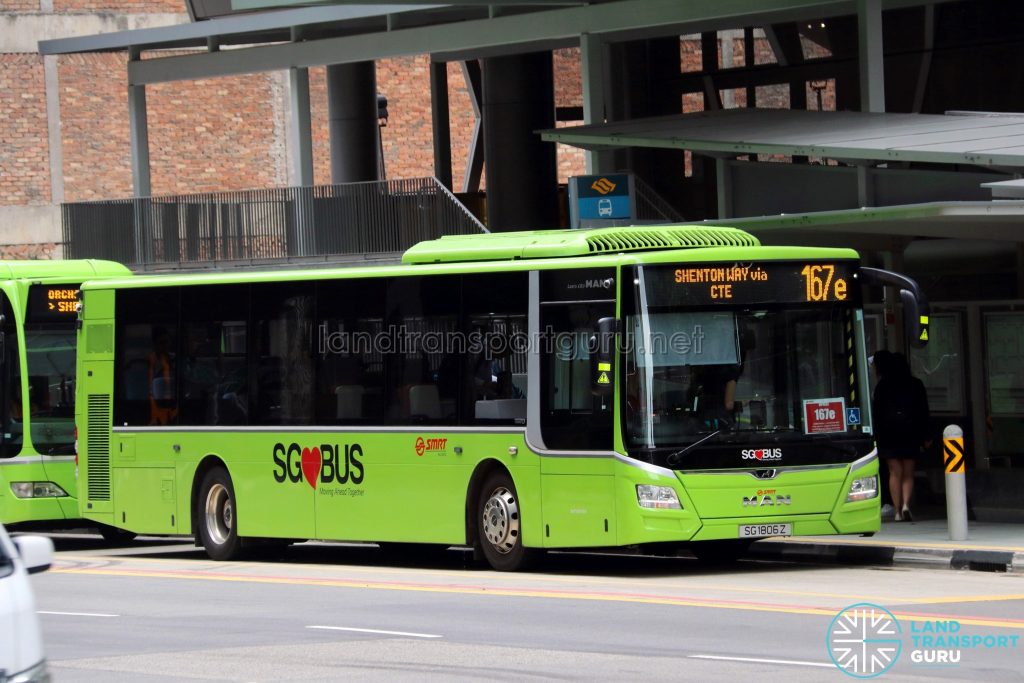 Bus 167e - SMRT Buses MAN A22 Euro 6 (SG1806Z)