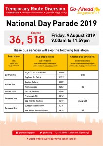 Go-Ahead Singapore Route Diversion Poster for National Day Parade 2019