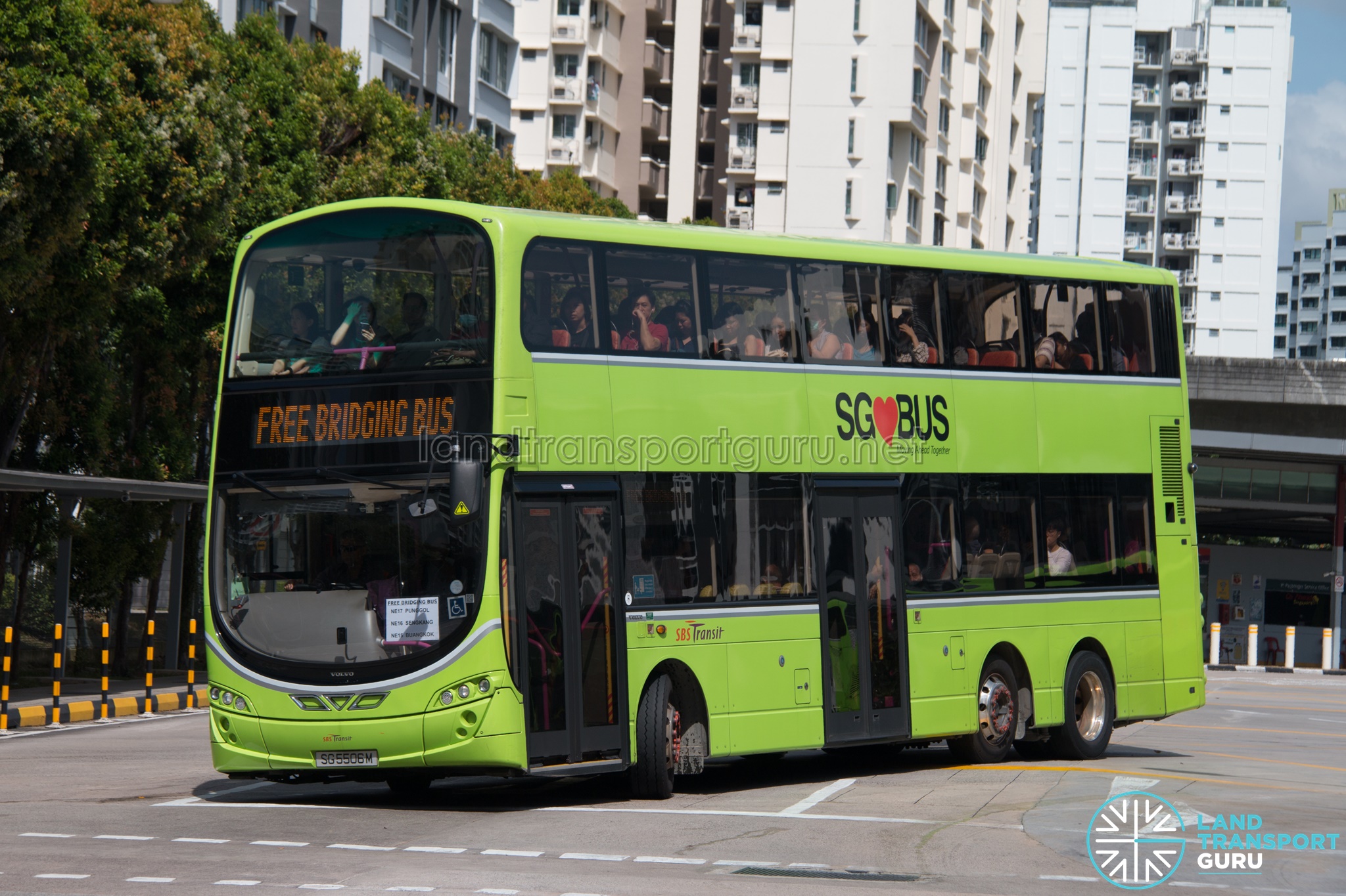North East Line Free Bridging Bus - SBS Transit Volvo B9TL Wright (SG5506m)