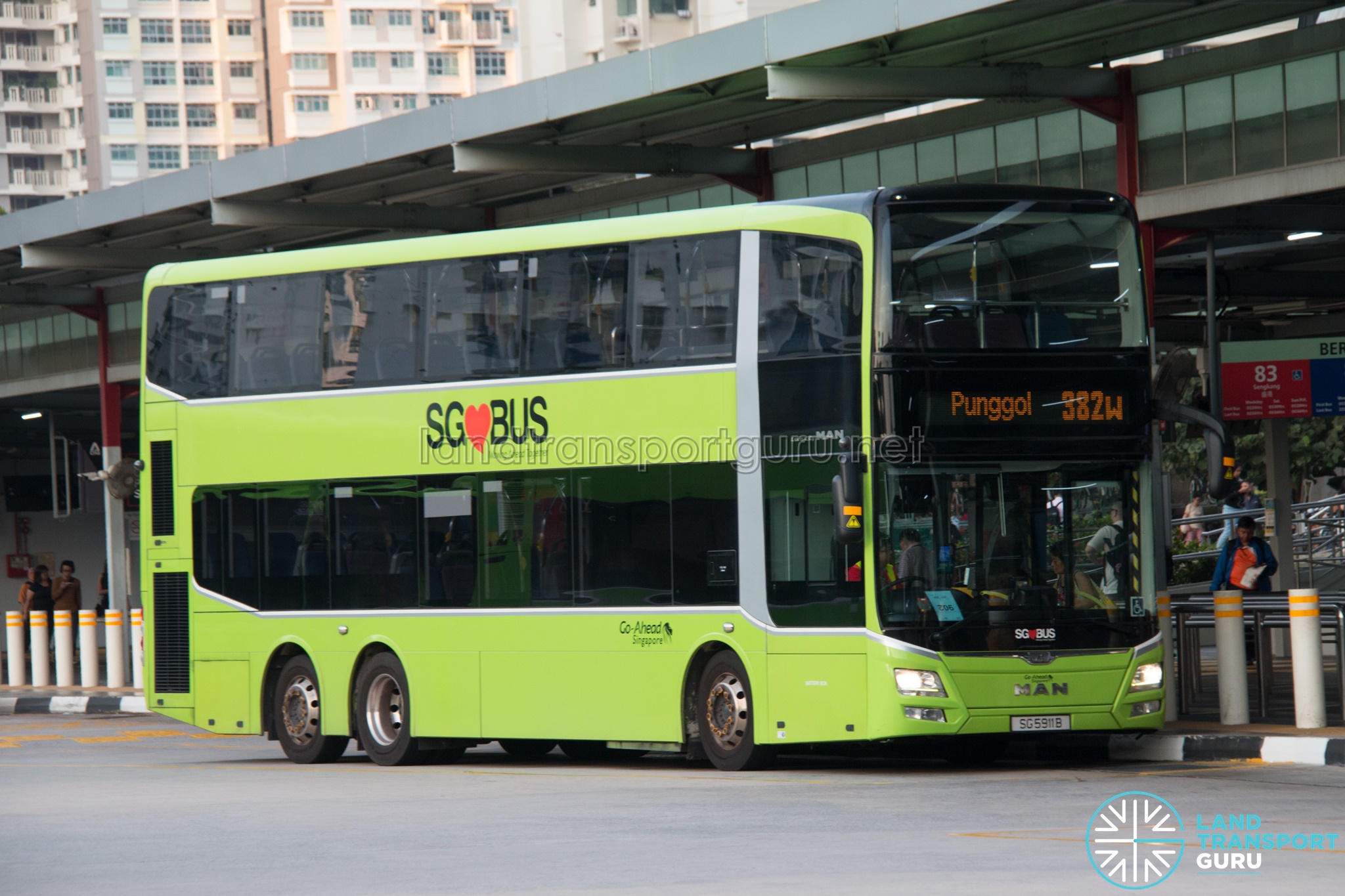 Bus 382W: Go-Ahead MAN Lion's City DD A95 (SG5911B)