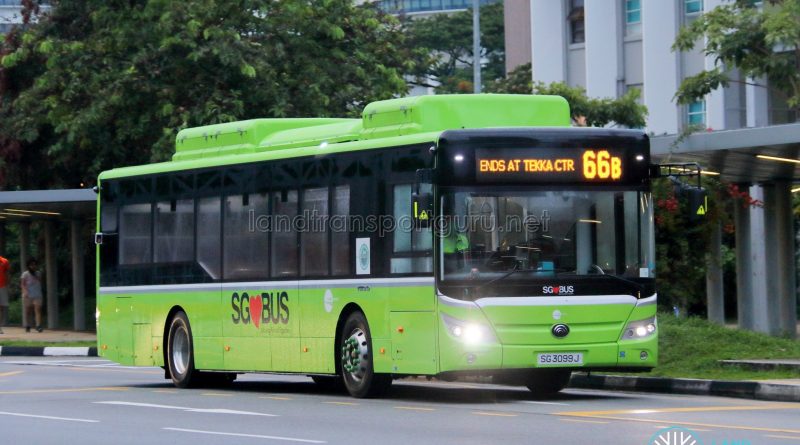Bus 66B: Tower Transit Yutong E12 (SG3099J)