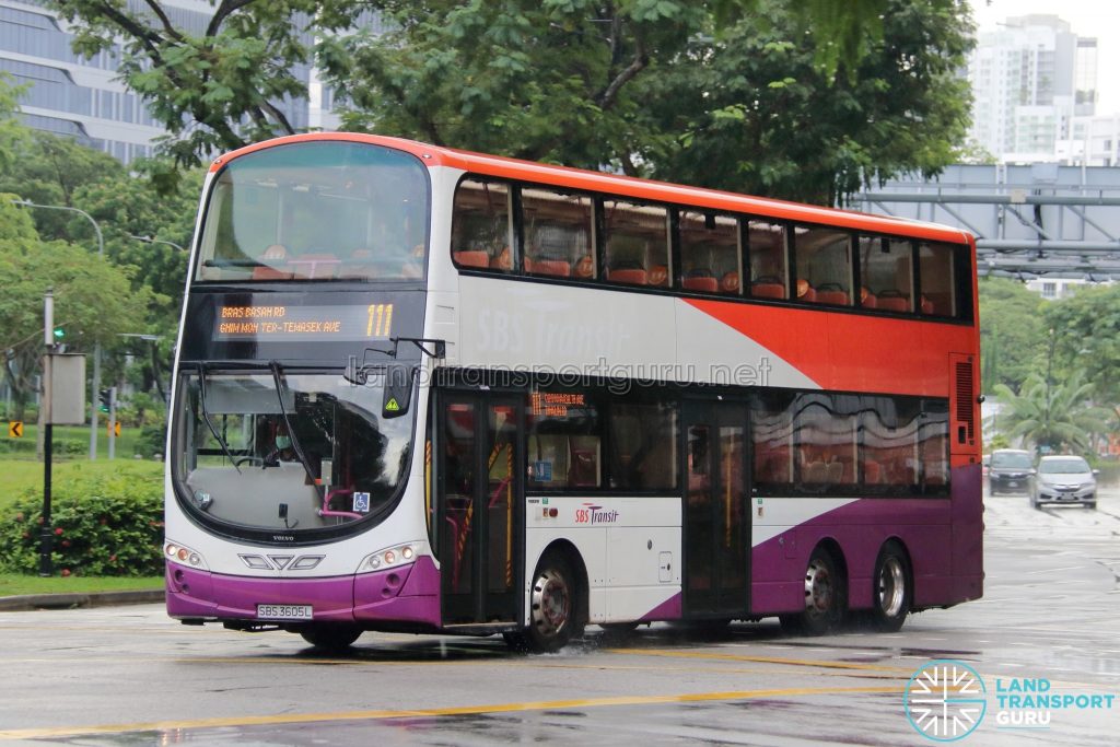 Bus 111: SBS Transit Volvo B9TL Wright (SBS3605L)