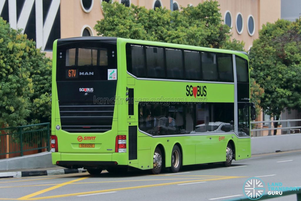 Bus 67W: SMRT MAN Lion's City DD A95 Rear (SG6122E)