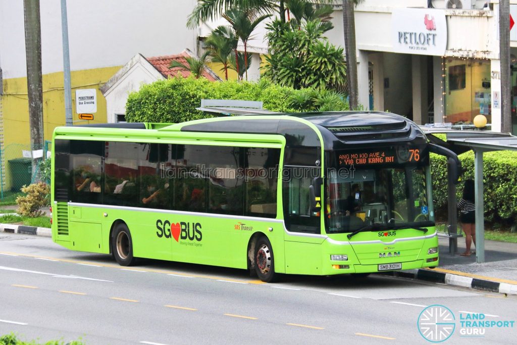 Bus 76: SBS Transit MAN A22 (SMB3101H)