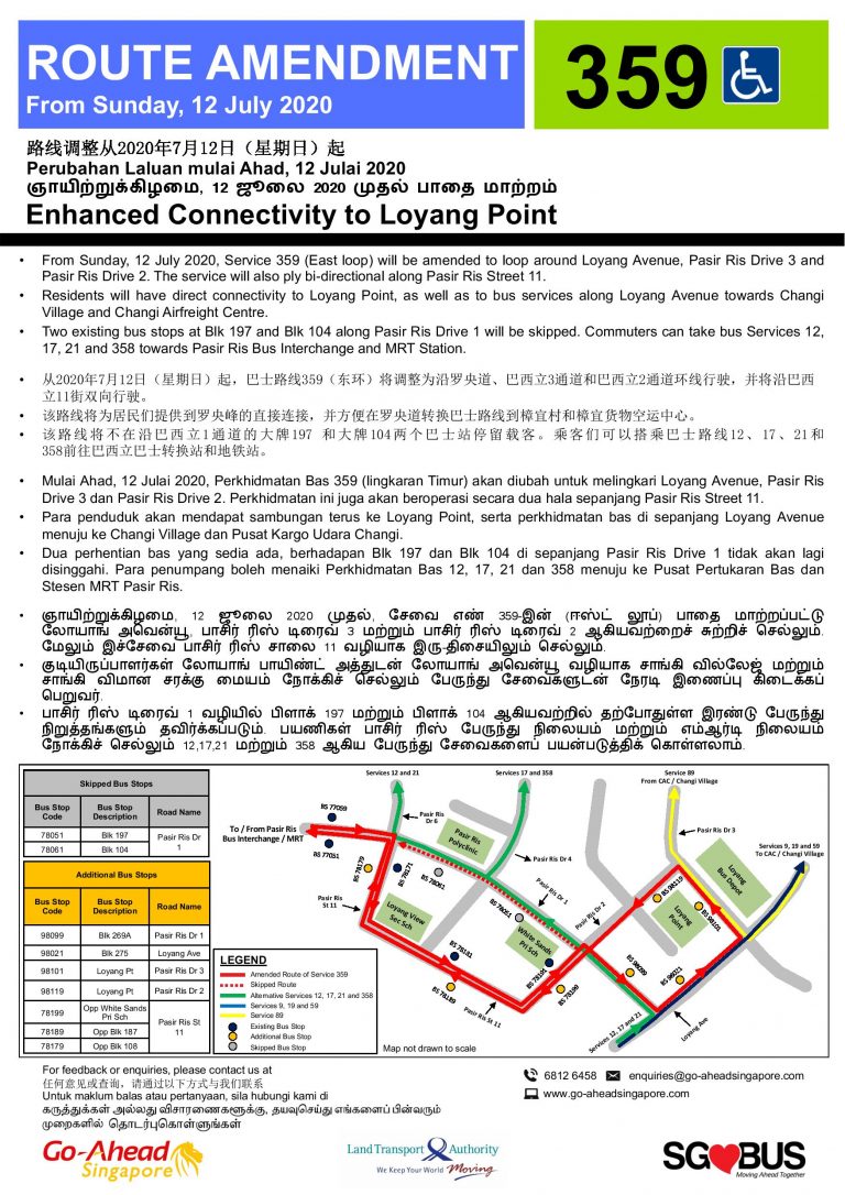 Service 359 Route Amendment to serve Loyang Point | Land Transport Guru