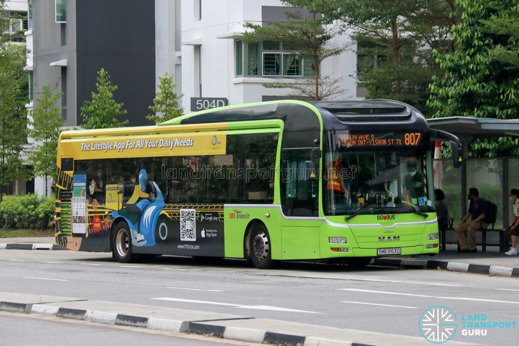 Bus 807: SBS Transit MAN Lion's City A22 (SMB3163D)