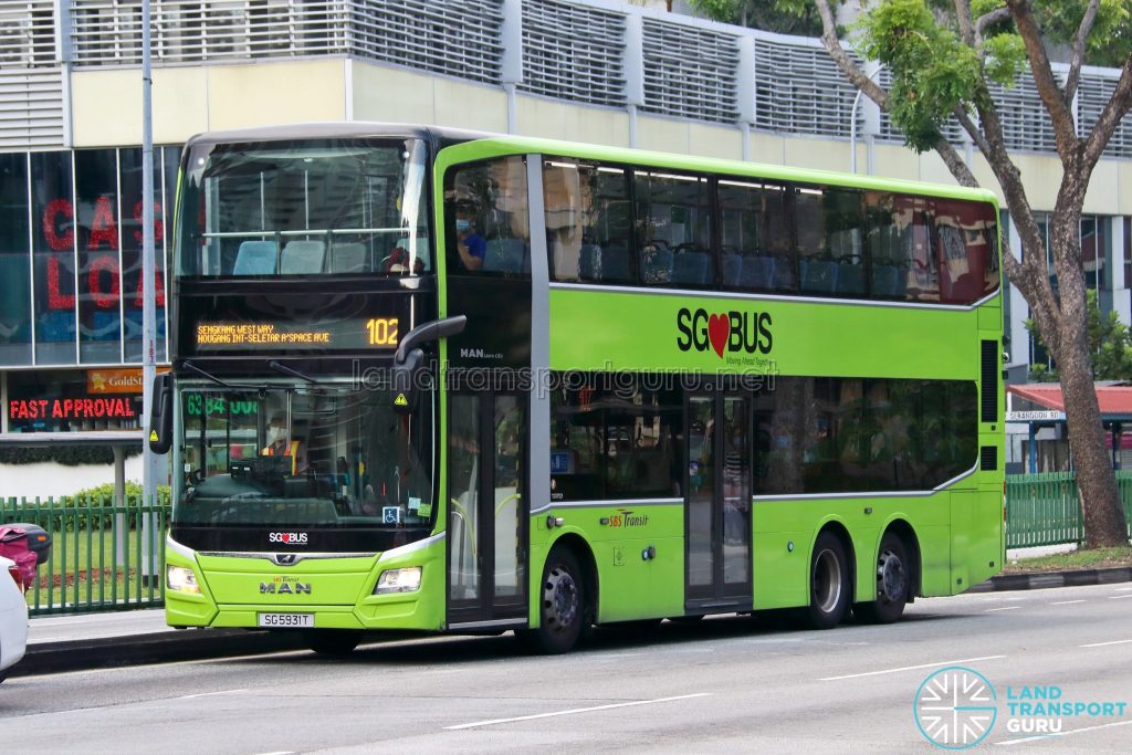 Bus 102: SBS Transit MAN Lion's City DD A95 (SG5931T)