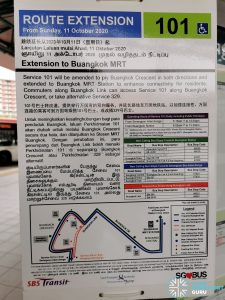 [Cancelled] Service 101 Route Extension to Buangkok MRT